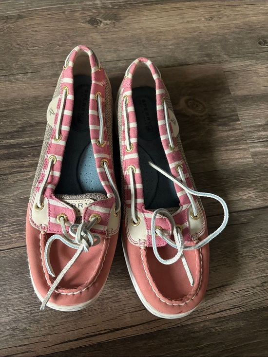 Sperry Shoes - Sperry Coral & Pink Striped Canvas Boat Shoes